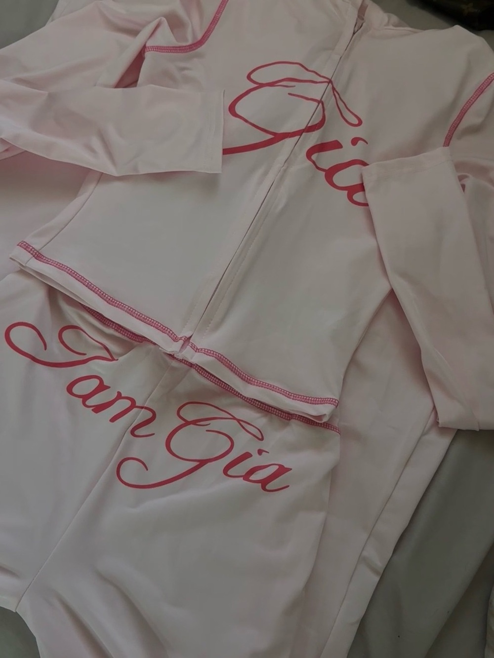I.AM.GIA Light Pink Logo Zip Crop Top & Shorts Set - Picture 2 of 5
